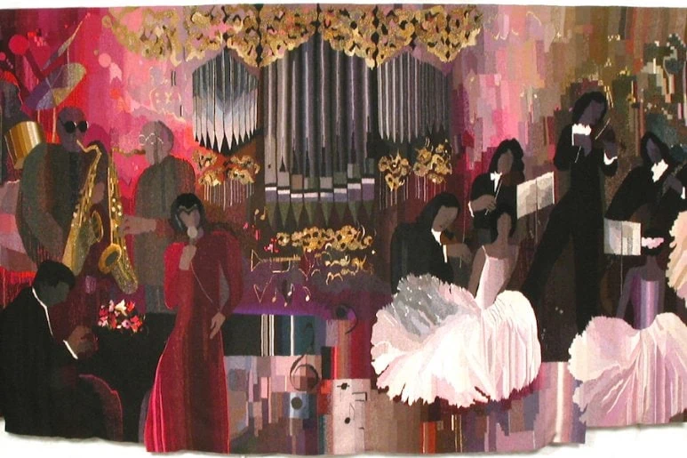 Edīte Pauls-Vīgnere. Fragments no darba "Harmonija". 1989. Vilna, lini, gobelēns. DMDM kolekcija.